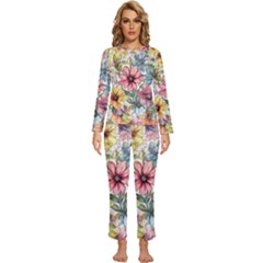 Flower Nature Floral Spring Womens  Long Sleeve Lightweight Pajamas Set