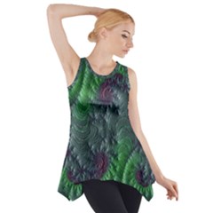 Fractal Floral Background Planetary Side Drop Tank Tunic by Semog4