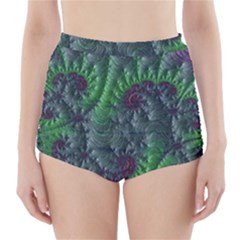 Fractal Floral Background Planetary High-waisted Bikini Bottoms