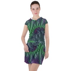 Fractal Floral Background Planetary Drawstring Hooded Dress by Semog4