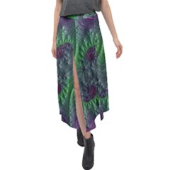 Fractal Floral Background Planetary Velour Split Maxi Skirt by Semog4