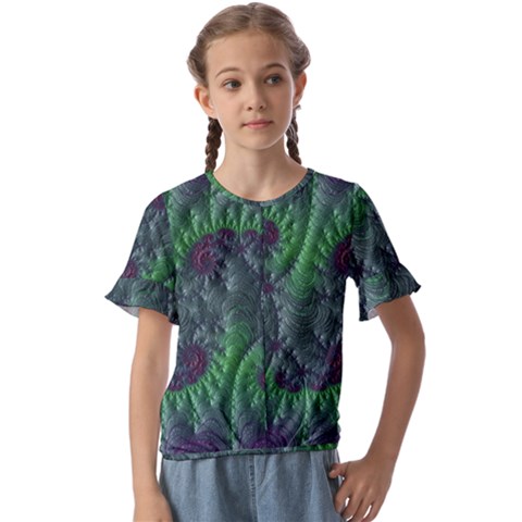 Fractal Floral Background Planetary Kids  Cuff Sleeve Scrunch Bottom Tee by Semog4