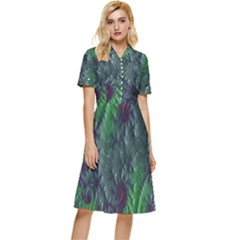 Fractal Floral Background Planetary Button Top Knee Length Dress by Semog4