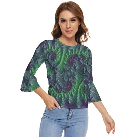 Fractal Floral Background Planetary Bell Sleeve Top by Semog4