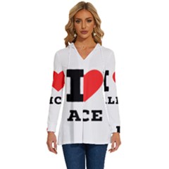 I Love Alice Long Sleeve Drawstring Hooded Top