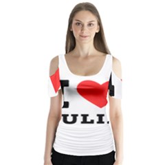 I love Julia  Butterfly Sleeve Cutout Tee 