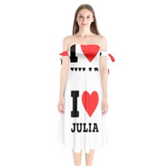 I love Julia  Shoulder Tie Bardot Midi Dress