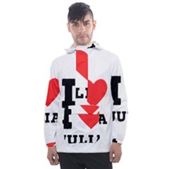 I love Julia  Men s Front Pocket Pullover Windbreaker