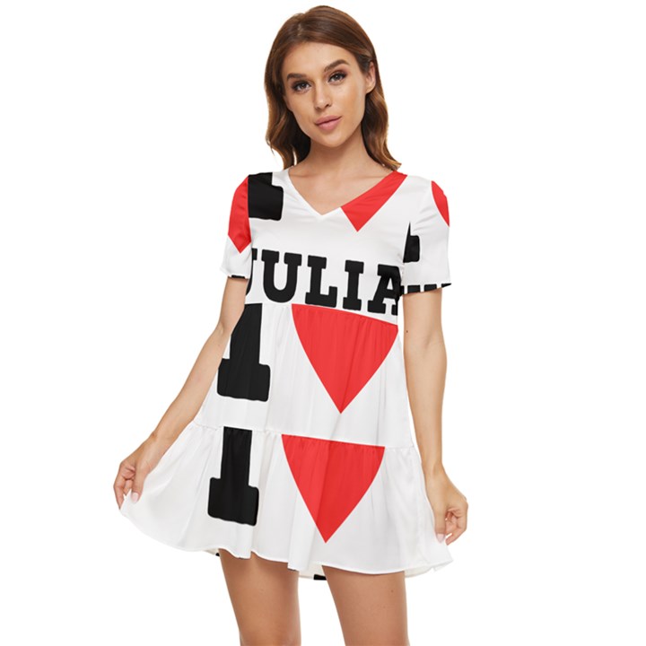 I love Julia  Tiered Short Sleeve Babydoll Dress