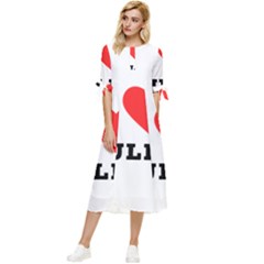 I love Julia  Bow Sleeve Chiffon Midi Dress