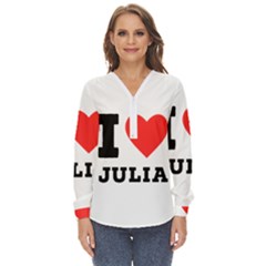 I love Julia  Zip Up Long Sleeve Blouse