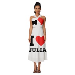 I love Julia  Sleeveless Cross Front Cocktail Midi Chiffon Dress