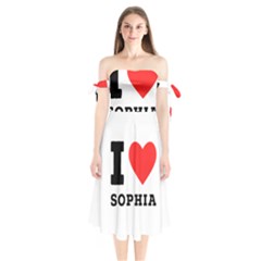 I Love Sophia Shoulder Tie Bardot Midi Dress by ilovewhateva