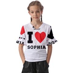 I Love Sophia Kids  V-neck Horn Sleeve Blouse by ilovewhateva