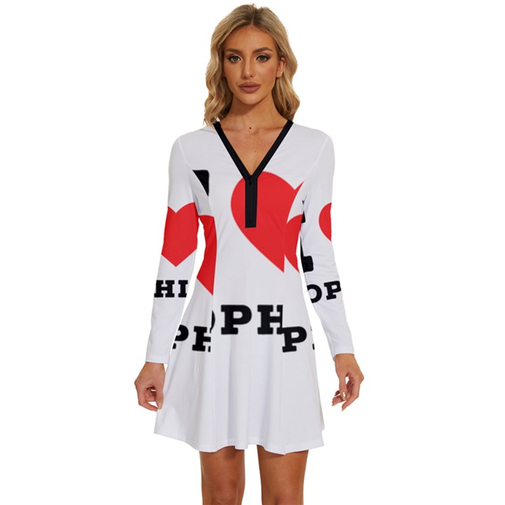 I love sophia Long Sleeve Deep V Mini Dress 