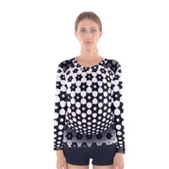 Sphere Spherical Circular Monochrome Circle Art Women s Long Sleeve Tee