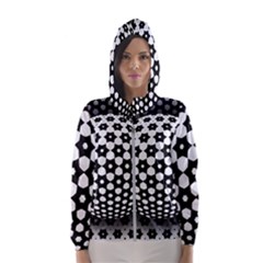 Sphere Spherical Circular Monochrome Circle Art Women s Hooded Windbreaker