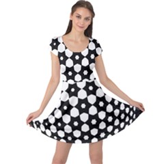 Sphere Spherical Circular Monochrome Circle Art Cap Sleeve Dress