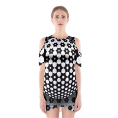 Sphere Spherical Circular Monochrome Circle Art Shoulder Cutout One Piece Dress