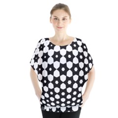 Sphere Spherical Circular Monochrome Circle Art Batwing Chiffon Blouse