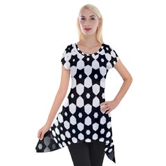 Sphere Spherical Circular Monochrome Circle Art Short Sleeve Side Drop Tunic