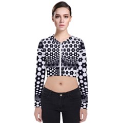 Sphere Spherical Circular Monochrome Circle Art Long Sleeve Zip Up Bomber Jacket