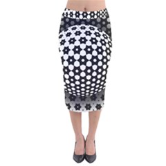 Sphere Spherical Circular Monochrome Circle Art Velvet Midi Pencil Skirt by Jancukart