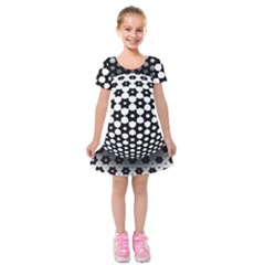 Sphere Spherical Circular Monochrome Circle Art Kids  Short Sleeve Velvet Dress