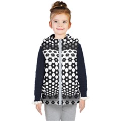 Sphere Spherical Circular Monochrome Circle Art Kids  Hooded Puffer Vest