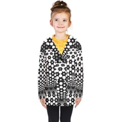 Sphere Spherical Circular Monochrome Circle Art Kids  Double Breasted Button Coat