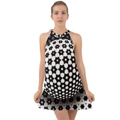 Sphere Spherical Circular Monochrome Circle Art Halter Tie Back Chiffon Dress