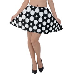 Sphere Spherical Circular Monochrome Circle Art Velvet Skater Skirt by Jancukart