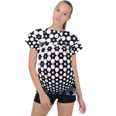 Sphere Spherical Circular Monochrome Circle Art Ruffle Collar Chiffon Blouse