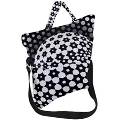 Sphere Spherical Circular Monochrome Circle Art Fold Over Handle Tote Bag by Jancukart