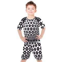 Sphere Spherical Circular Monochrome Circle Art Kids  Tee And Shorts Set