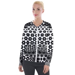 Sphere Spherical Circular Monochrome Circle Art Velvet Zip Up Jacket