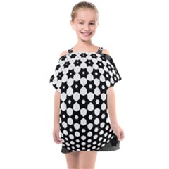 Sphere Spherical Circular Monochrome Circle Art Kids  One Piece Chiffon Dress