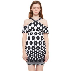 Sphere Spherical Circular Monochrome Circle Art Shoulder Frill Bodycon Summer Dress