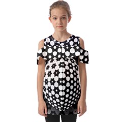 Sphere Spherical Circular Monochrome Circle Art Fold Over Open Sleeve Top by Jancukart