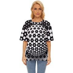 Sphere Spherical Circular Monochrome Circle Art Oversized Basic Tee