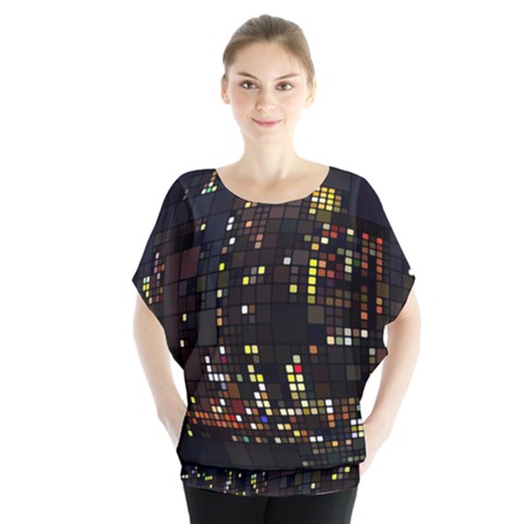 Abstract Visualization Graphic Background Textures Batwing Chiffon Blouse by Jancukart