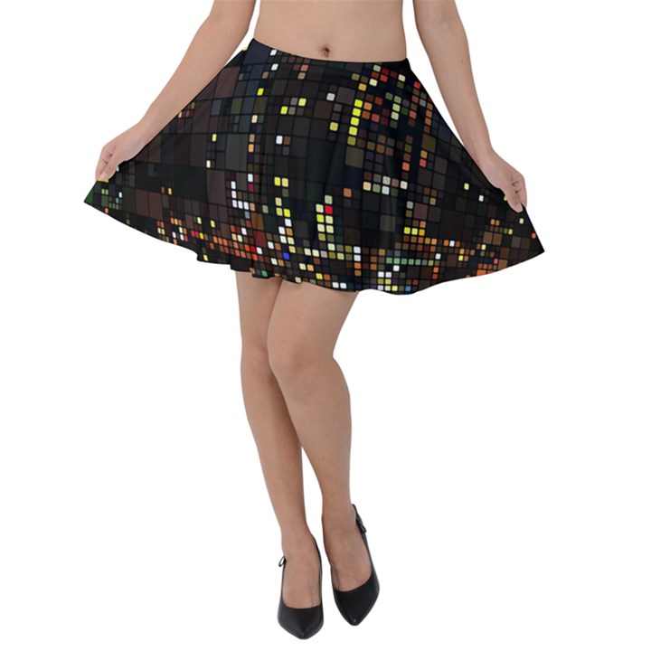 Abstract Visualization Graphic Background Textures Velvet Skater Skirt