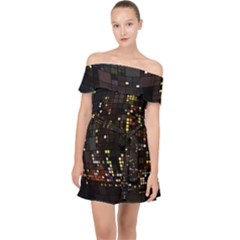 Abstract Visualization Graphic Background Textures Off Shoulder Chiffon Dress