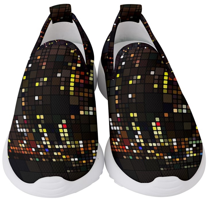 Abstract Visualization Graphic Background Textures Kids  Slip On Sneakers