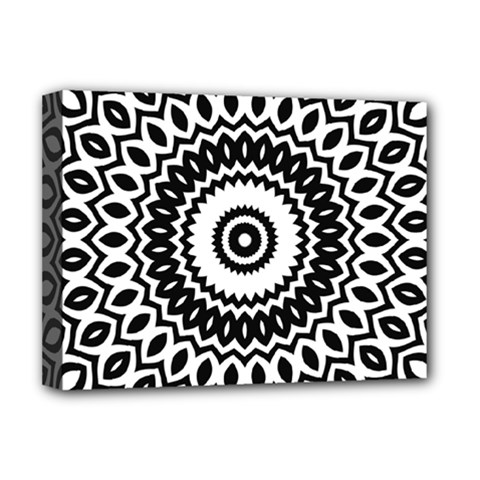 Circular Concentric Radial Symmetry Abstract Deluxe Canvas 16  X 12  (stretched) 