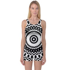 Circular Concentric Radial Symmetry Abstract One Piece Boyleg Swimsuit