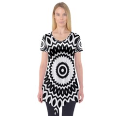 Circular Concentric Radial Symmetry Abstract Short Sleeve Tunic 