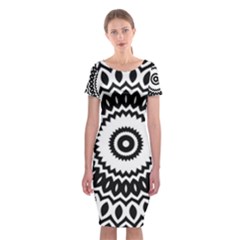 Circular Concentric Radial Symmetry Abstract Classic Short Sleeve Midi Dress