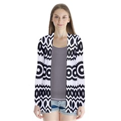 Circular Concentric Radial Symmetry Abstract Drape Collar Cardigan