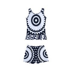 Circular Concentric Radial Symmetry Abstract Kids  Boyleg Swimsuit by Jancukart